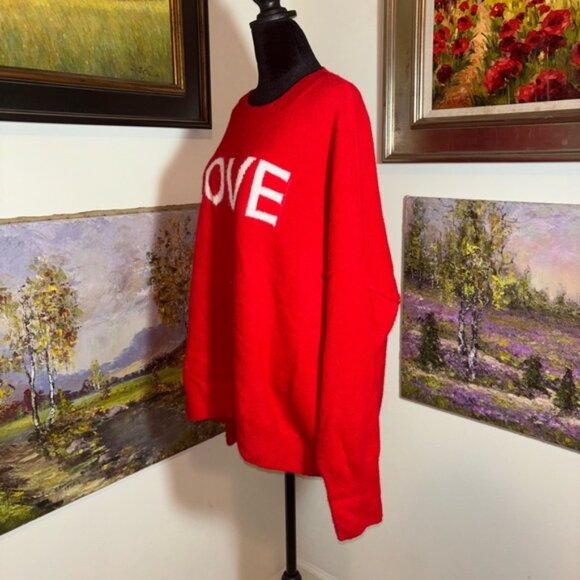 Vince Camuto Red and White Crew Neck Sweater - Picture 2 of 4